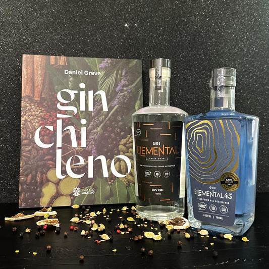 Pack Especial: Libro del Gin Chileno + Gin Elemental 45 + Gin Elemental Dry